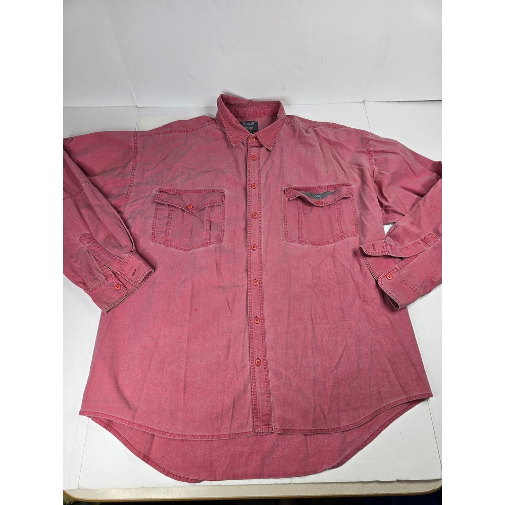 Weekends Shirt Mens XL Red Button Up Casual Western‎ Double Pocket Cotton Work